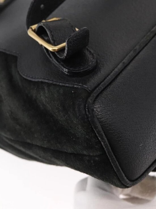 GUCCI Bamboo Backpack Suede Black Gold - Picture 7 of 16